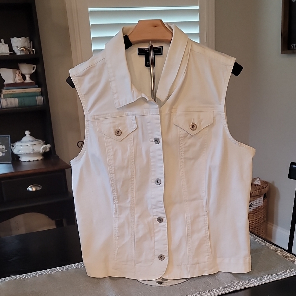 Womens Charter Club White Jean Vest